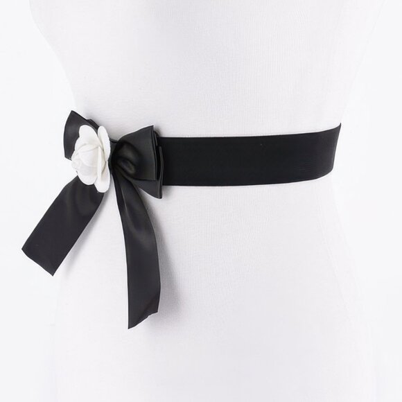 Flower Satin Ribbon Elastic Belt - Picture 2 of 3